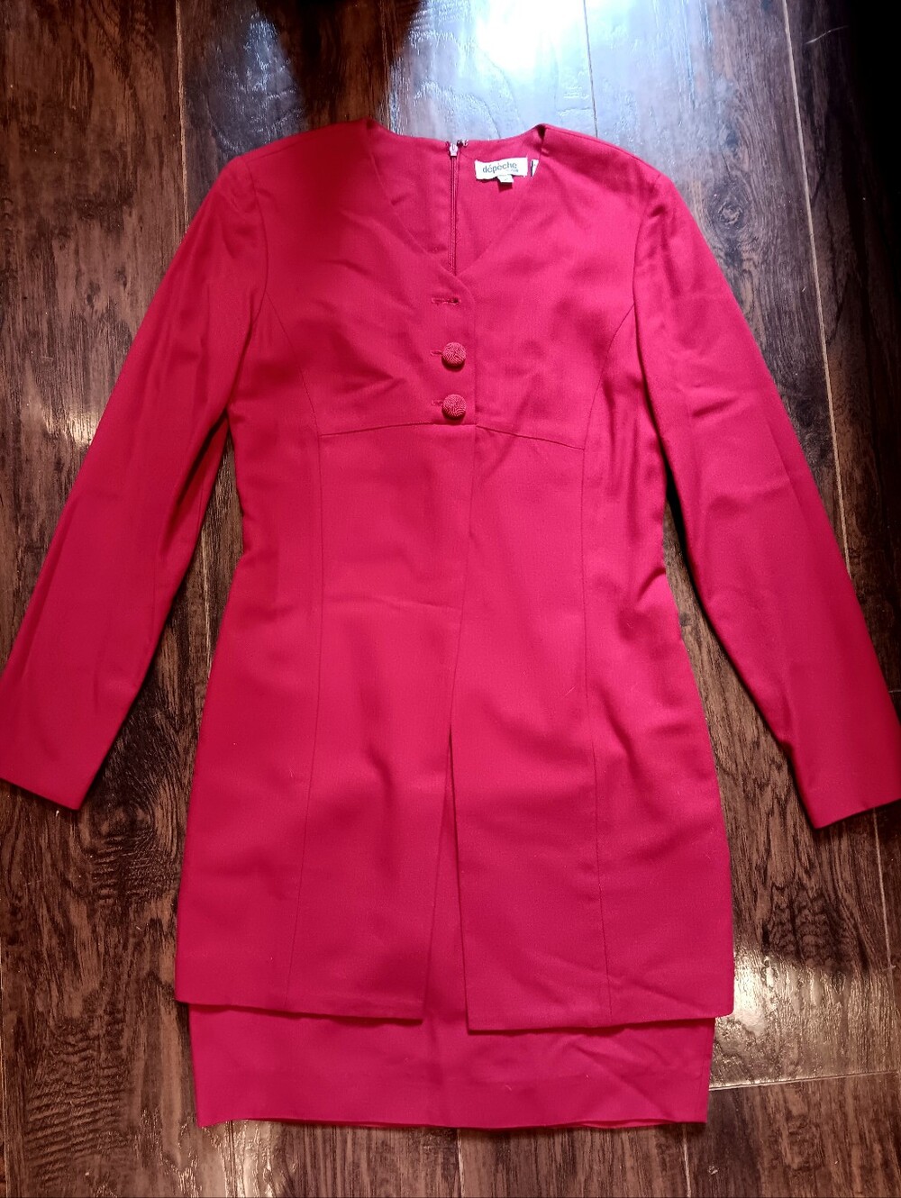 Vintage Depeche Mode Wool And Rayon Red Dress And Coat Womens 2